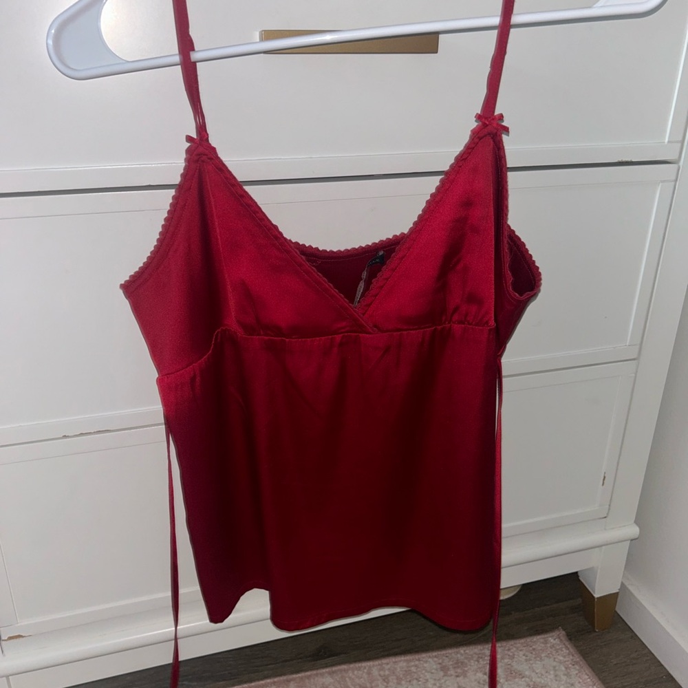 Brandy Melville Red Satin Tank Top